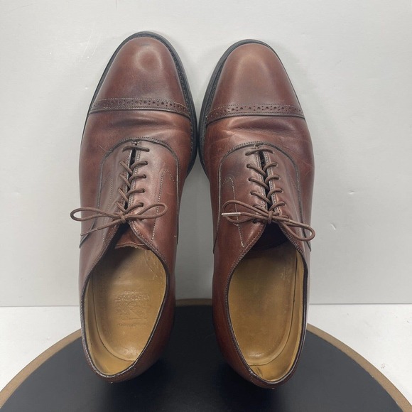 JOHNSTON‎ & MURPHY Flynch Cap Toe Calfskin Dress Shoes Brown Italy Men 11.5 main image 11